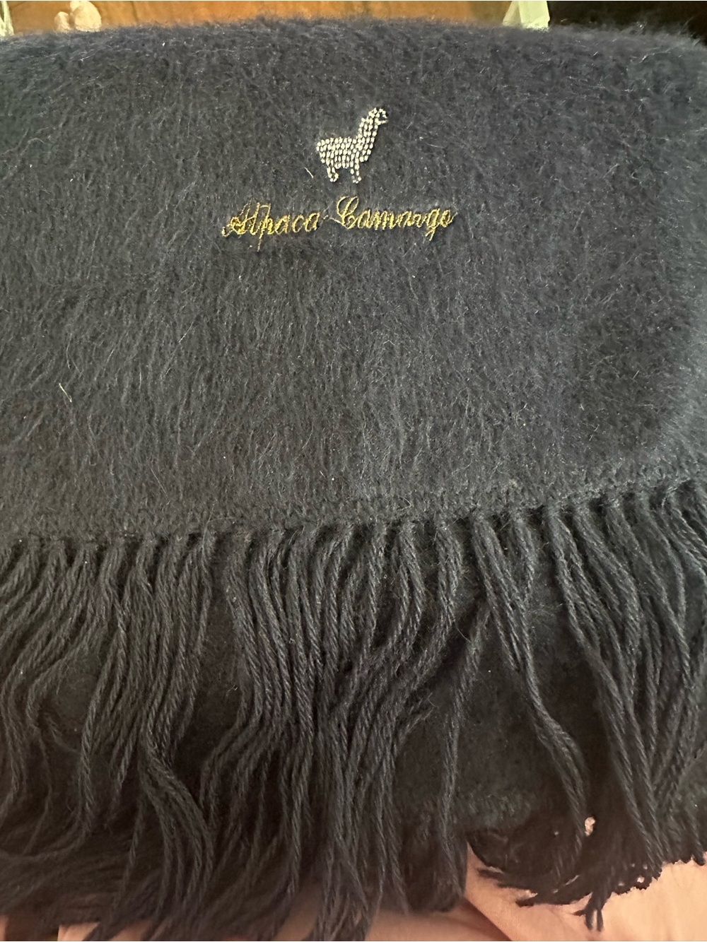 Alpaca Camargo Blue  Peruvian wool Fringe Scarf
